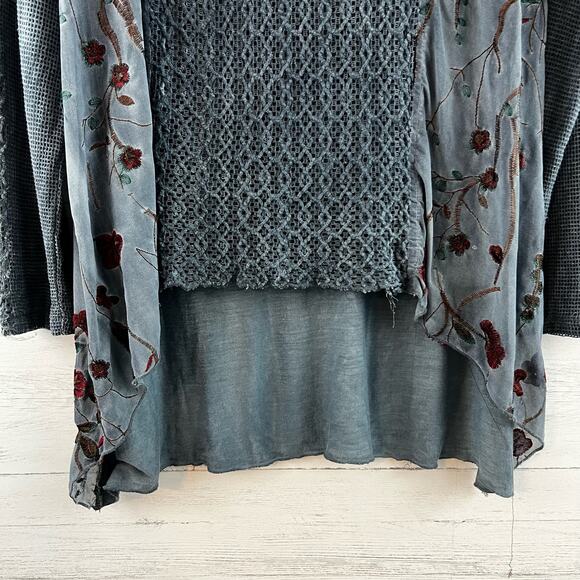 Signals Blue Embroidered Long Sleeve Boho Top Size M - Picture 4 of 8